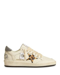 �S�[���f���O�[�X ���f�B�[�X �V���[�Y �X�j�[�J�[ ���[�X Golden Goose Women's Ball Star Lace Up Low Top Sneakers White/Beige Brown Leo/Black �z���C�g