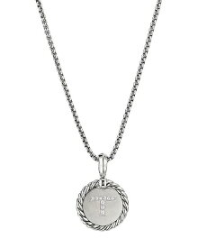 【送料無料】 デイビット・ユーマン レディース ネックレス・チョーカー・ペンダントトップ アクセサリー Sterling Silver Cable Collectibles Initial Charm Necklace with Diamonds 18" T/Silver