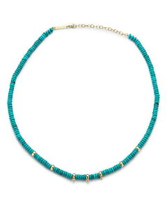 ]C`bR fB[X ANZT[ lbNXE`[J[Ey_ggbv [X Zoe Chicco 14K Yellow Gold Gemstone Beads Turquoise & Diamond Collar Necklace 16-18" Blue/Gold u[