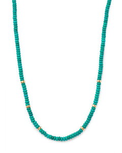 ]C`bR fB[X ANZT[ lbNXE`[J[Ey_ggbv [X Zoe Chicco 14K Yellow Gold Gemstone Beads Turquoise Rondelle Collar Necklace 16-18" Blue/Gold u[