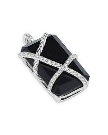 【送料無料】 デイビット・ユーマン レディース ネックレス・チョーカー・ペンダントトップ アクセサリー Cable Wrap Amulet in Sterling Silver with Black Onyx & Diamonds 0.92 ct. t.w. Black/Silver
