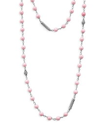 【送料無料】 ラゴス レディース ネックレス・チョーカー・ペンダントトップ アクセサリー Sterling Silver Caviar Icon Pink Ceramic Bead Station Necklace 34" Pink/Silver