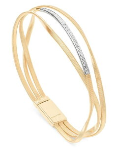 �}���R �r�`�F�S ���f�B�[�X �A�N�Z�T���[ �u���X���b�g�E�o���O���E�A���N���b�g Marco Bicego 18K White & Yellow Gold Marrakech Diamond Three Strand Twist Bangle Bracelet Gold �S�[���h