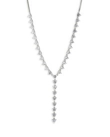【送料無料】 ナディール レディース ネックレス・チョーカー・ペンダントトップ アクセサリー Trillion Cubic Zirconia Lariat Necklace in Rhodium Plated 16"-18" Silver