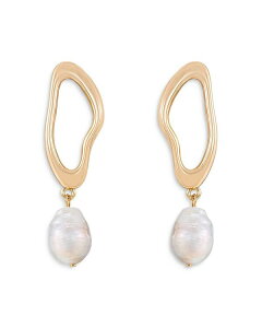 �G�e�B�J ���f�B�[�X �A�N�Z�T���[ �s�A�X�E�C�������O Ettika Oval Baroque Pearl Drop Earrings in 18K Gold Plated White/Gold �z���C�g