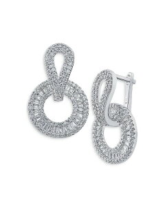 V[W[oCPlXWFC[ fB[X ANZT[ sAXECO CZ By Kenneth Jay Lane Baguette Frame Circle Drop Earrings Silver Vo[