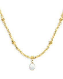 【送料無料】 アクア レディース ネックレス・チョーカー・ペンダントトップ アクセサリー Cultured Freshwater Pearl Pendant Necklace in 18K Gold Plated Sterling Silver 16"-18" - 100% Exclusive White/Gold