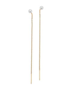 �]�C�`�b�R ���f�B�[�X �A�N�Z�T���[ �s�A�X�E�C�������O Zoe Chicco 14K Yellow Gold Cultured Freshwater Pearl Long Chain Threader Earrings White/Gold �z���C�g