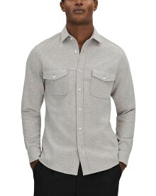 【送料無料】 レイス メンズ シャツ トップス Raglan Long Sleeve Jersey Textured Shirt Soft Grey