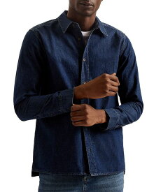 【送料無料】 テッドベーカー メンズ シャツ トップス Relaxed Fit Button Front Long Sleeve Denim Shirt Blue