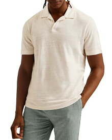 【送料無料】 テッドベーカー メンズ ポロシャツ トップス Linen Short Sleeve Open Collar Polo Shirt Stone