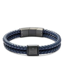 【送料無料】 リンクアップ メンズ ブレスレット・バングル・アンクレット アクセサリー Anchor Braided Leather Bracelet Navy