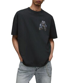 【送料無料】 オールセインツ メンズ Tシャツ トップス Beast Graphic Tee Washed Black