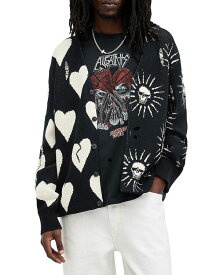 【送料無料】 オールセインツ メンズ ニット・セーター カーディガン アウター Sunbreak Pattern Blocked Button Front Cardigan Sweater Black