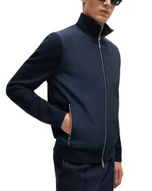 【送料無料】 ボス メンズ ニット・セーター アウター Papillon Knit Zip Front Sweater Dark Blue