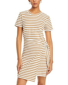 【送料無料】 レイルズ レディース ワンピース トップス Edie Cotton Wrap T Shirt Dress Camel Stripe