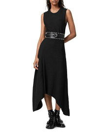 【送料無料】 オールセインツ レディース ワンピース トップス Gia Ribbed Asymmetric Midi Dress Black