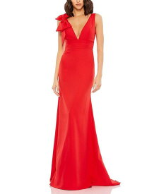 【送料無料】 マックダガル レディース ワンピース トップス Sleeveless V Neck Bow Detail Mermaid Gown Red