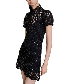 【送料無料】 マージュ レディース ワンピース トップス High Collar Lace Mini Dress Black