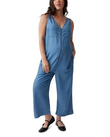 【送料無料】 イングリッド&イザベル レディース ジャンプスーツ トップス Maternity Zip Front Cropped Wide Leg Jumpsuit Blue Chambray