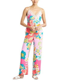 【送料無料】 ナトリ レディース ナイトウェア アンダーウェア Patchwork Satin Cami Long Pajama Set Pink/Green