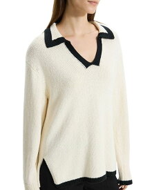 【送料無料】 セオリー レディース パーカー・スウェット アウター Textured Collared Oversized Pullover Off White/Black