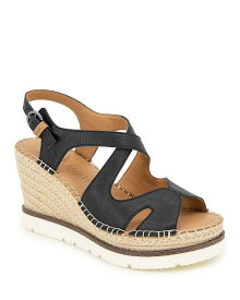 【送料無料】 ケネスコール レディース サンダル シューズ Women's Elise Slingback Espadrille Wedge Sandals Black Leather