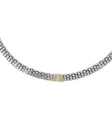 【送料無料】 ラゴス レディース ネックレス・チョーカー・ペンダントトップ アクセサリー 18K Gold and Sterling Silver Diamond Lux Necklace 16" White/Silver