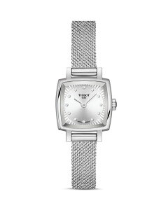 eB\bg fB[X ANZT[ uXbgEoOEANbg bV Tissot Lovely Square Diamond Mesh Bracelet Watch 20mm x 20mm White/Silver zCg