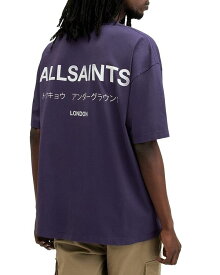 【送料無料】 オールセインツ メンズ Tシャツ トップス Underground Organic Cotton Logo Graphic Tee Lapis Purple