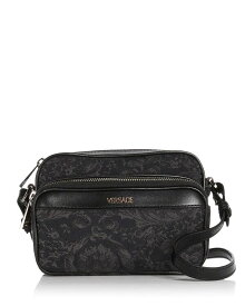 【送料無料】 ヴェルサーチ メンズ ショルダーバッグ バッグ Floral Barocco Jacquard Camera Bag Black+blac