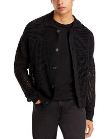 【送料無料】 フレーム メンズ ニット・セーター アウター Crochet Button Front Sweater Black