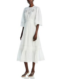 【送料無料】 ヴァネッサ ブリューノ レディース ワンピース トップス Clay Lace Detail Cotton Midi Dress Blanc