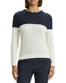 【送料無料】 セオリー レディース ニット・セーター アウター Color Block Cable Knit Sweater Nocturne Navy/Bone