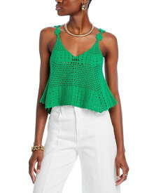 【送料無料】 アクア レディース タンクトップ トップス Cotton Crochet Tank - 100% Exclusive Green