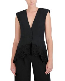 【送料無料】 ビーシービージーマックスアズリア レディース ベスト アウター Floral Trim One Button Vest Black