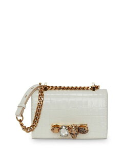 ALT_[E}bNC[ fB[X obO V_[obO ~j U[ Alexander McQUEEN Mini Jewelled Croc Embossed Leather Shoulder Bag Ivory/Gold AC{[