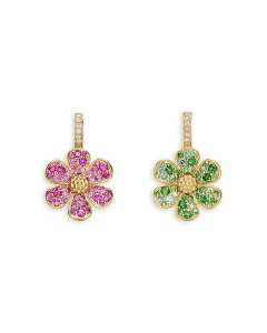 ev Zg NA fB[X ANZT[ sAXECO Temple St. Clair 18K Yellow Gold Butterfly Multi-Gemstone & Diamond Mismatch Flower Drop Earrings Multi }`J[