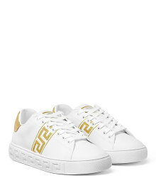 【送料無料】 ヴェルサーチ レディース スニーカー シューズ Women's Embroidered Lace Up Sneakers White/Gold