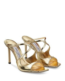 【送料無料】 ジミーチュー レディース サンダル シューズ Women's Anise 95 Strappy High Heel Slide Sandals Gold Metallic Leather