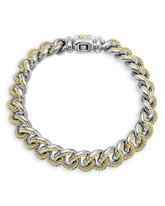 ���S�X �����Y �A�N�Z�T���[ �u���X���b�g�E�o���O���E�A���N���b�g LAGOS Men's 18K Yellow Gold & Sterling Silver Anthem Beaded Curb Link Bracelet - 100% Exclusive Silver/Gold �S�[���h