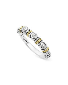 ���S�X ���f�B�[�X �A�N�Z�T���[ �����O LAGOS Sterling Silver Three Diamond Stacking Ring with 18K Gold Stations Silver/Gold �S�[���h
