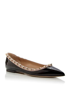 ���@�����e�B�m ���f�B�[�X �V���[�Y �p���v�X Valentino Garavani Women's Rockstud Pointed Toe Ballet Flats Black/poud �u���b�N