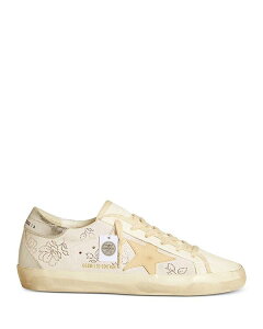 �S�[���f���O�[�X ���f�B�[�X �V���[�Y �X�j�[�J�[ Golden Goose Women's Super Star Almond Toe Star Patch & Crystal Flower Sneakers Optic White/Smoke Gray/Silver �z���C�g