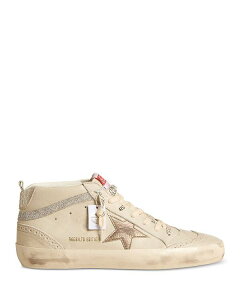 �S�[���f���O�[�X ���f�B�[�X �V���[�Y �X�j�[�J�[ Golden Goose Women's Mid Star Almond Toe Star Patch & Crystal Fabric Sneakers White/Silver/Ice �z���C�g