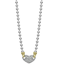 ラゴス レディース ネックレス・チョーカー・ペンダントトップ アクセサリー 18K Gold & Sterling Silver Beloved Pav Diamond Heart Pendant Necklace 16 White/Silver
