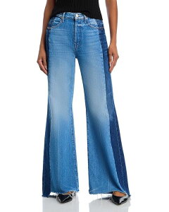 �}�U�[ ���f�B�[�X �{�g���X �f�j���p���c ���C�h���b�O �W�[���Y MOTHER The Tuxedo Sidestepper Sneak Fray High Rise Wide Leg Jeans in Double Stacked Double Stacked
