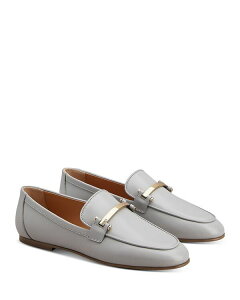 gbY fB[X V[Y pvX U[ [t@[ Tod's Women's Leather Loafer Flats Light Gray O[