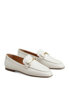 gbY fB[X V[Y pvX U[ [t@[ Tod's Women's Leather Loafer Flats White zCg