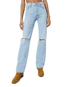 _ fB[X {gX fjpc ChbO W[Y RE/DONE 90s High Rise Loose Wide Leg Jeans in Bleach Destroy Bleach Des